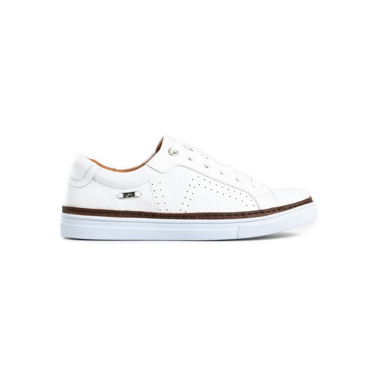 Vélez Zapatilla Tenis Planos De Cuero Contraste Blanco