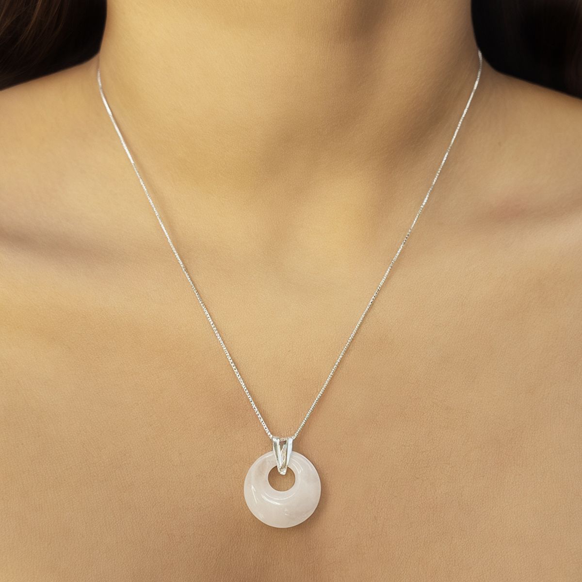 COGGIOLA - Collar Antonella Cuarzo Rosado Plata Fina 925