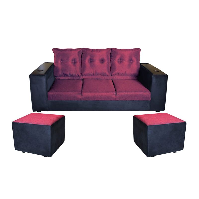 GENERICO - SOFA JULIETTA  2PUFF NEGROBURDEO