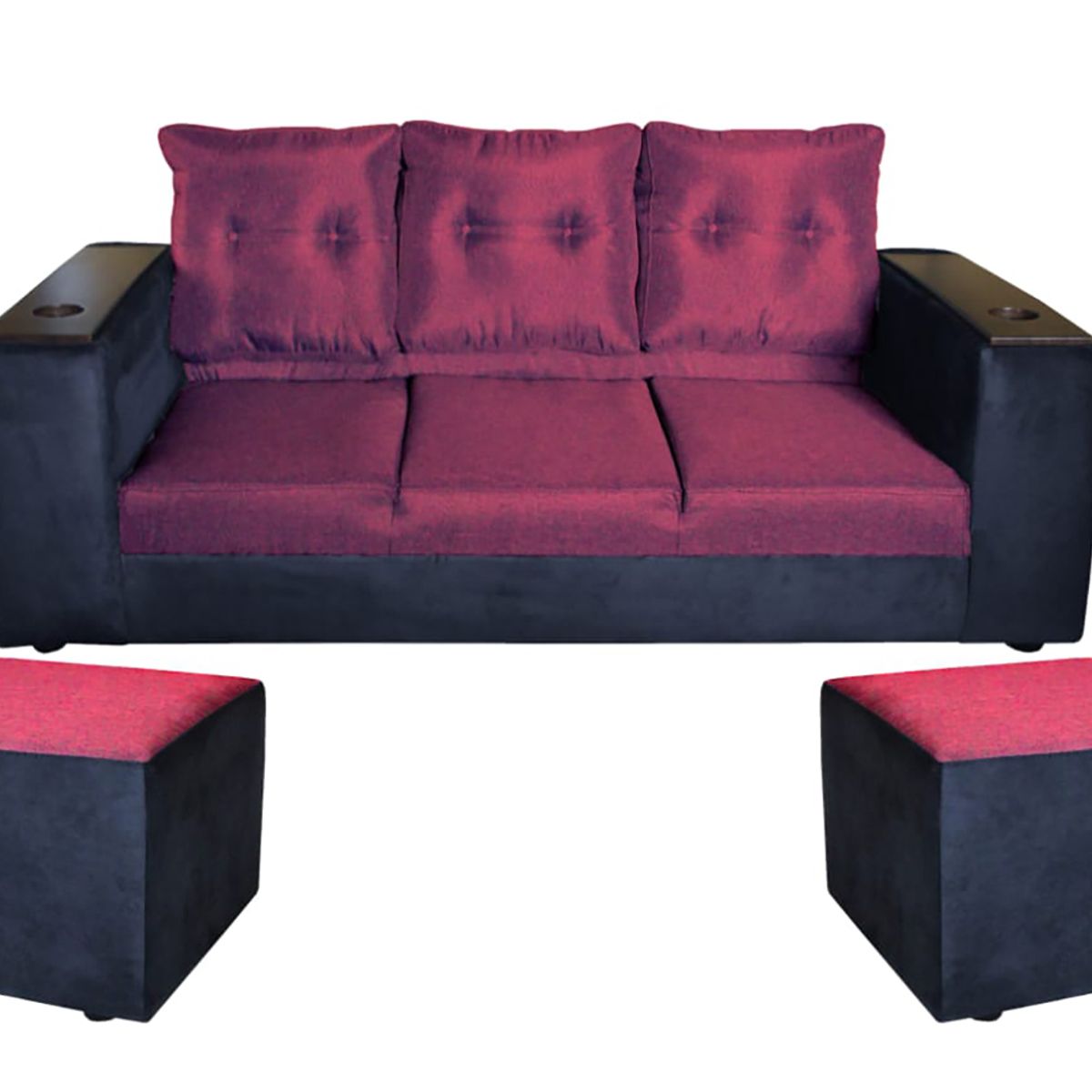 GENERICO - SOFA JULIETTA  2PUFF NEGROBURDEO