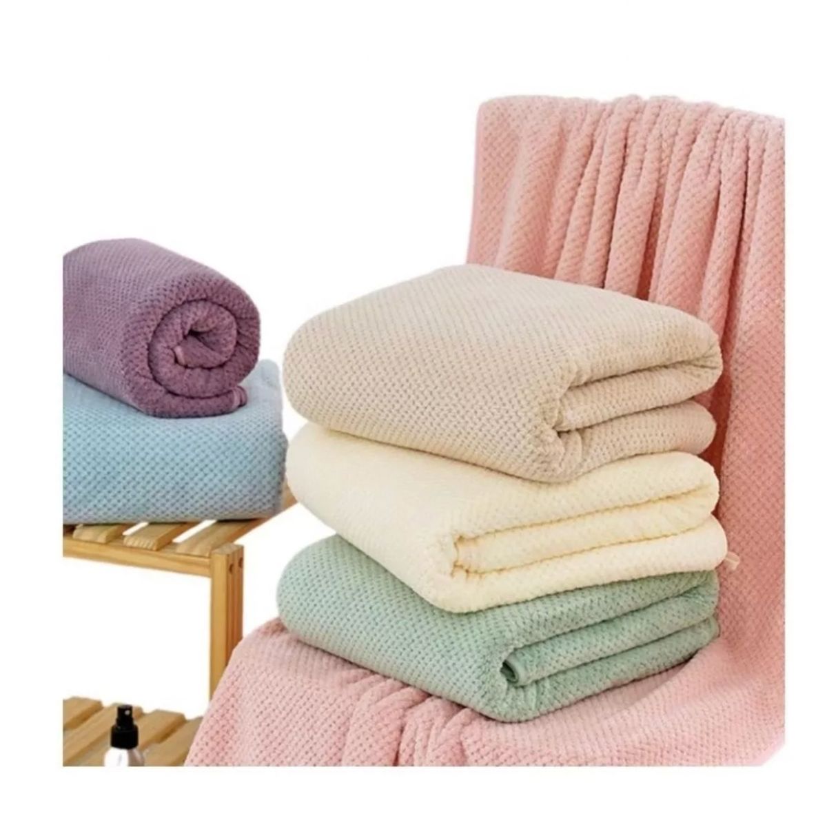 GENERICO - Set 3 Toalla De Baño Microfibra Alta Calidad Secado Rápido