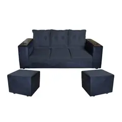 GENERICO - SOFA JULIETTA 2PUFF NEGRO