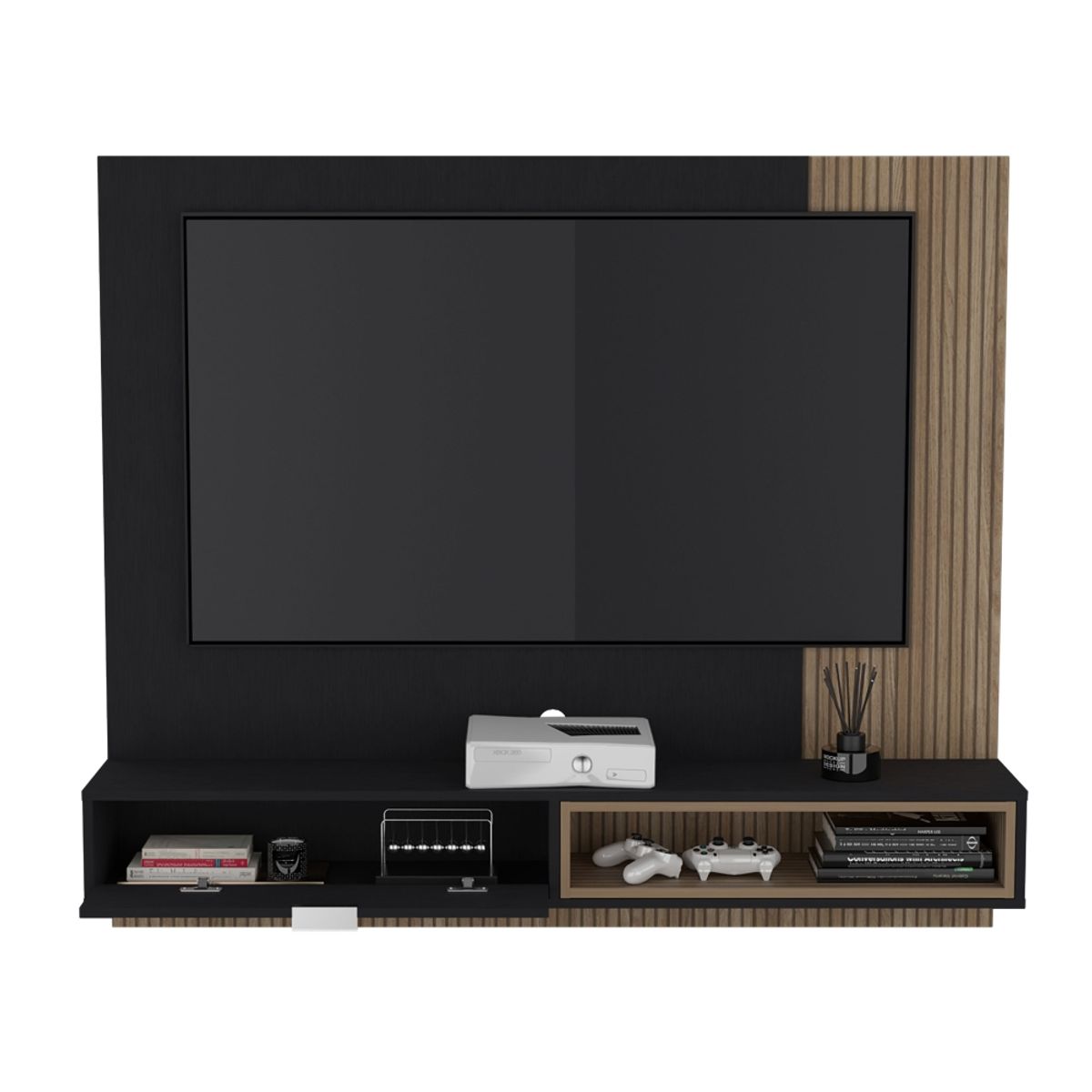 FMFURNITURE - Panel TV 50" Con 1 Puerta Fm-005N Negro