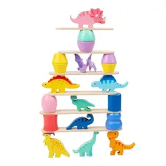 GENERICO - Juego Dinosaurios y Figuras Apilables de Madera