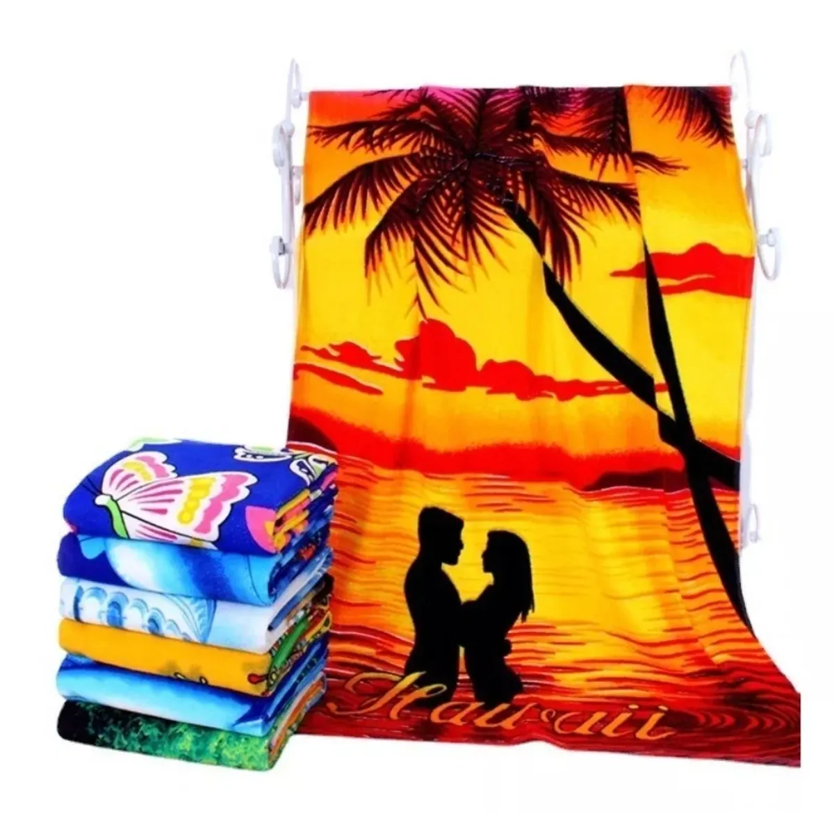 ANNI STAR - Pack 3 Toalla Rectángula Playa Baño Con Diseños Colores (Mujer Hombre)