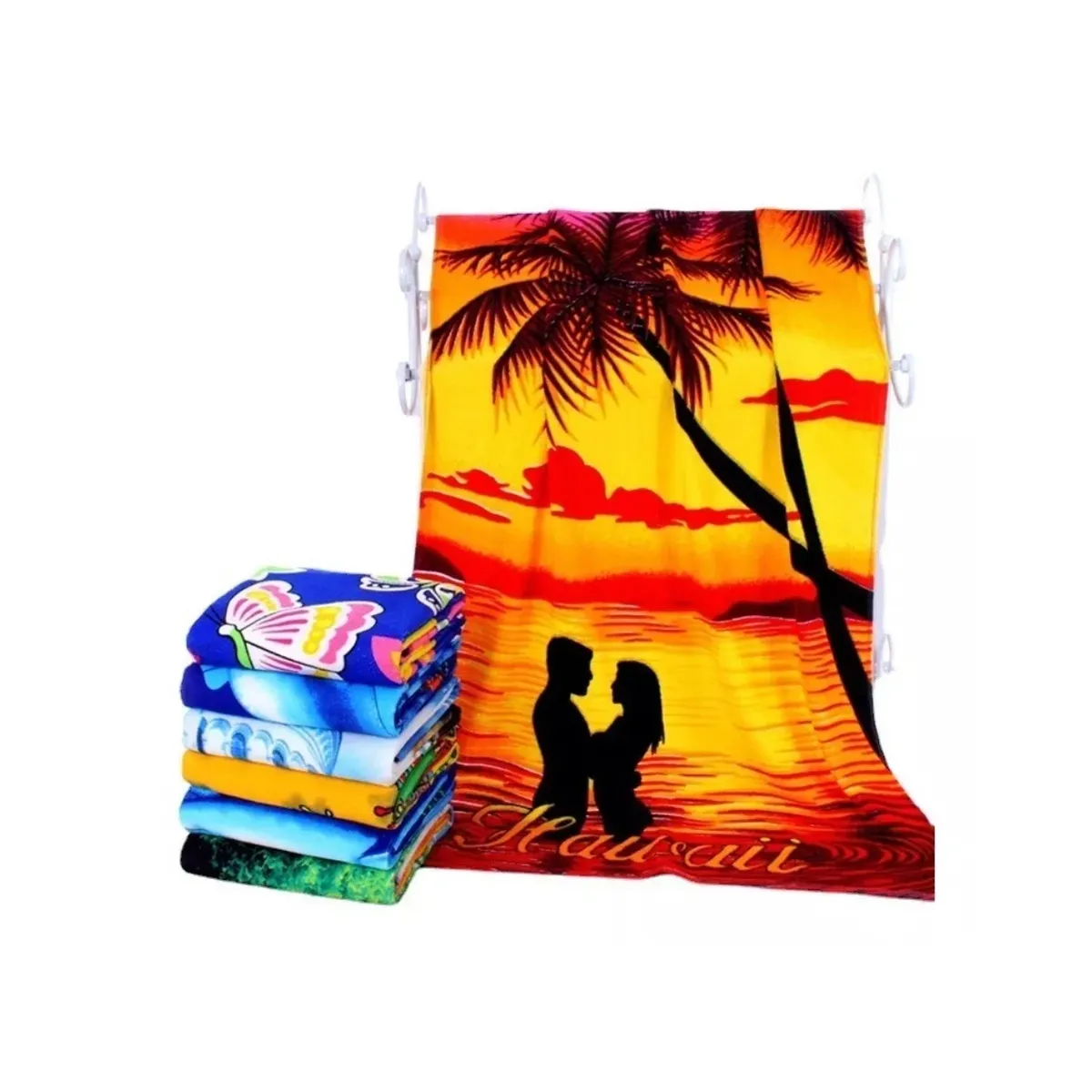 ANNI STAR - Pack 3 Toalla Rectángula Playa Baño Con Diseños Colores (Mujer Hombre)