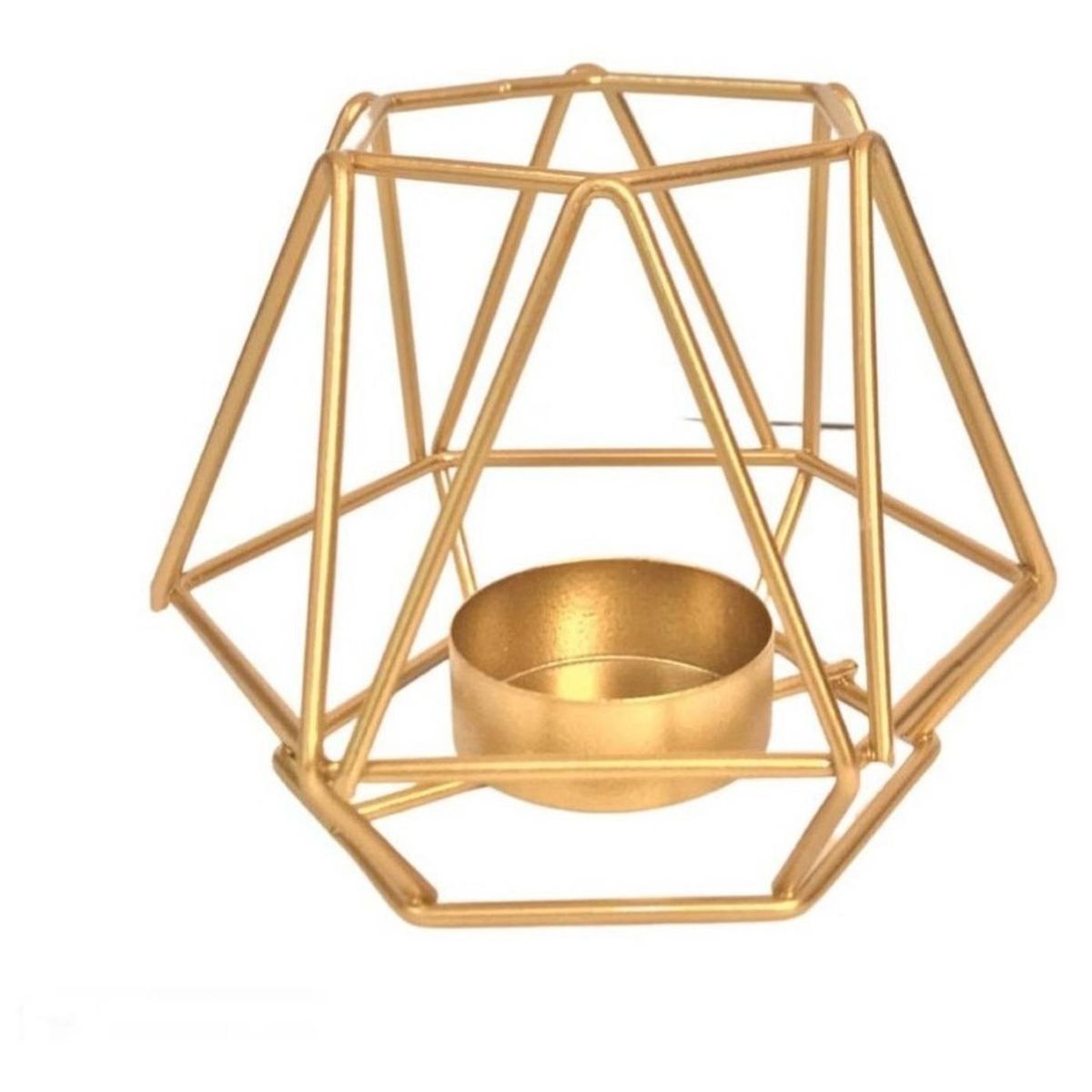 GENERICO - Candelabro Porta Vela Dorado Estilo Geométrico Decorativo