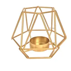 GENERICO - Candelabro Porta Vela Dorado Estilo Geométrico Decorativo.