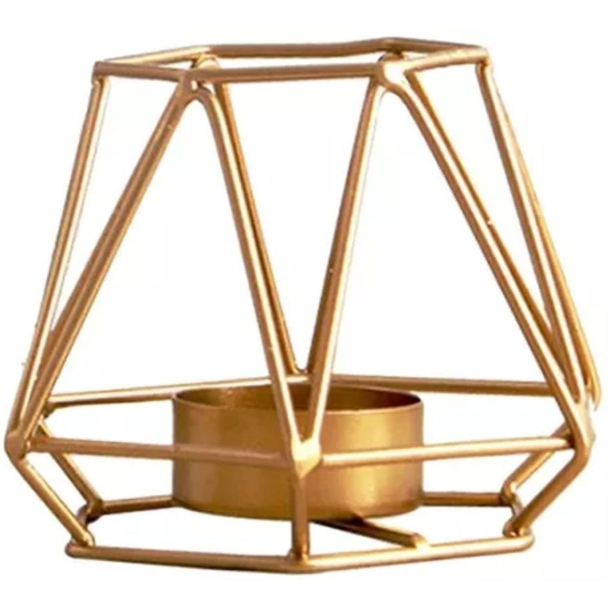 GENERICO - Candelabro Porta Vela Dorado Estilo Geométrico Decorativo