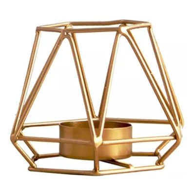 Imagen 2 del producto Candelabro Porta Vela Dorado Estilo Geométrico Decorativo