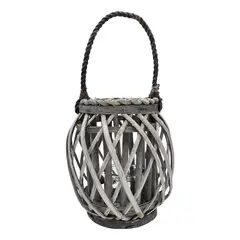 GENERICO - Candelabro Porta Vela Mimbre Rustico Gris Terraza Decoracion.