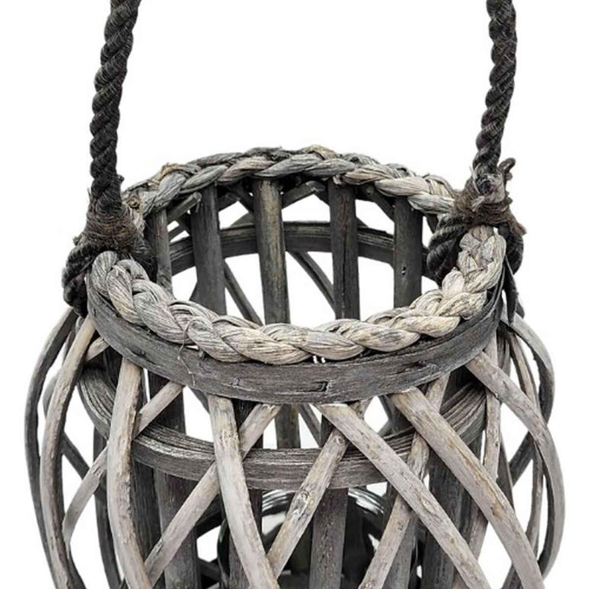 GENERICO - Candelabro Porta Vela Mimbre Rustico Gris Terraza Decoracion