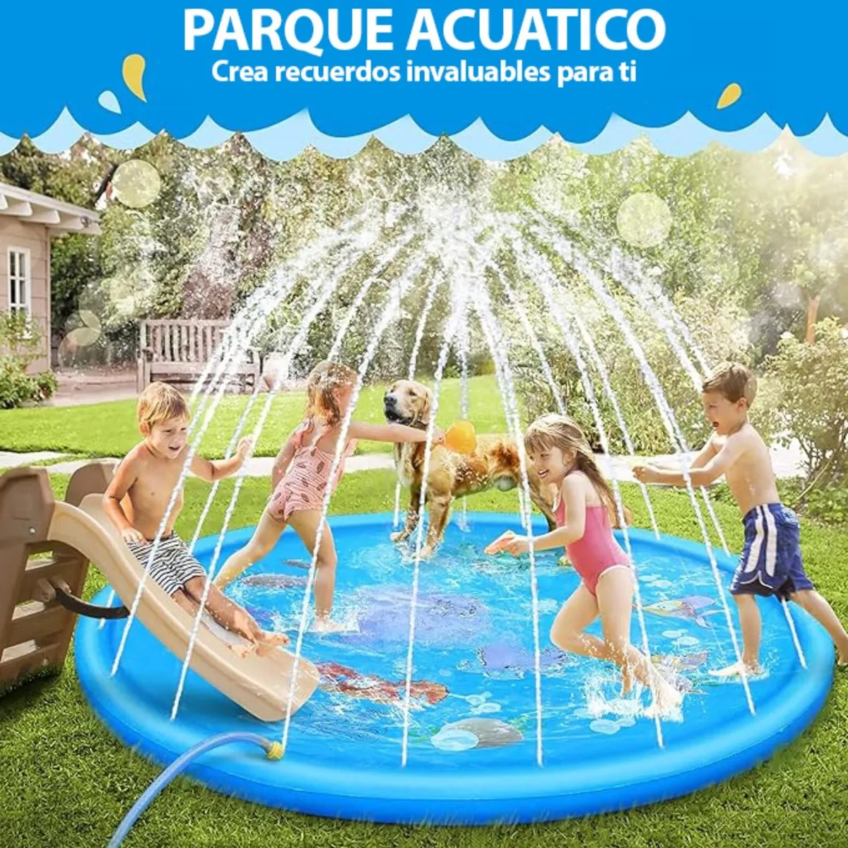 GENERICO - Alfombra De Agua Piscina Lanza Agua Niños - Celeste