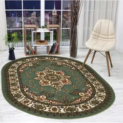 MROTTO - Alfombra Alfodia REDONDA Verde 150x150 Cm Antideslizante Estilo Persa