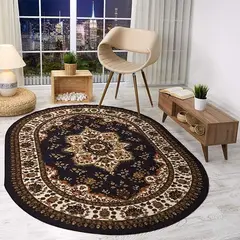 MROTTO - Alfombra Alfodia REDONDA Negro 150x150 Cm Antideslizante Estilo Persa