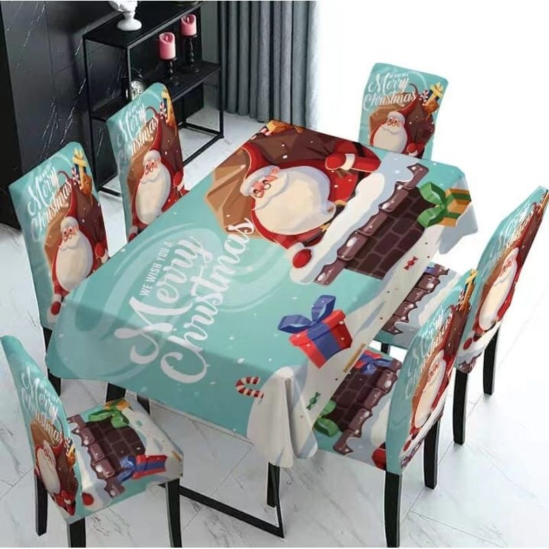GENERICO - Set Mantel de Mesa  Fundas Para Silla Navideño