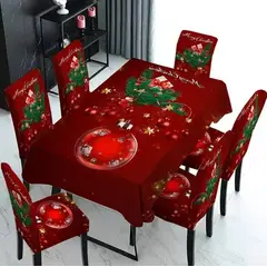 GENERICO - Set Mantel de Mesa Fundas Para Silla Navideño