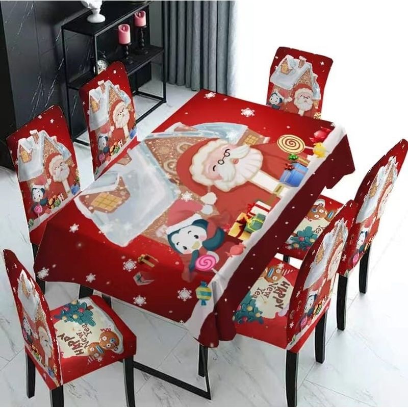 GENERICO - Set Mantel de Mesa  Fundas Para Silla Navideño