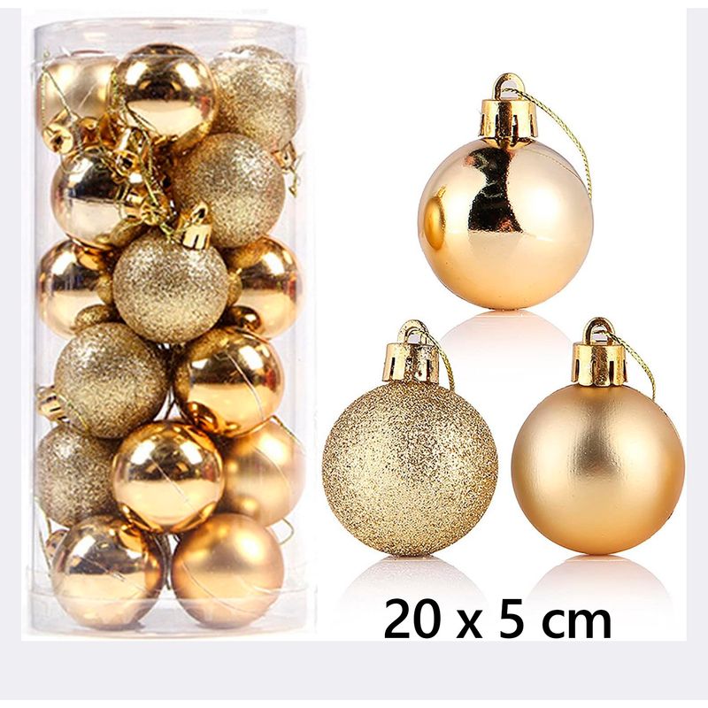 ZAPATILLACHILE - 20 Bolas en Dorado de 5cm para Crear Magia Festiva
