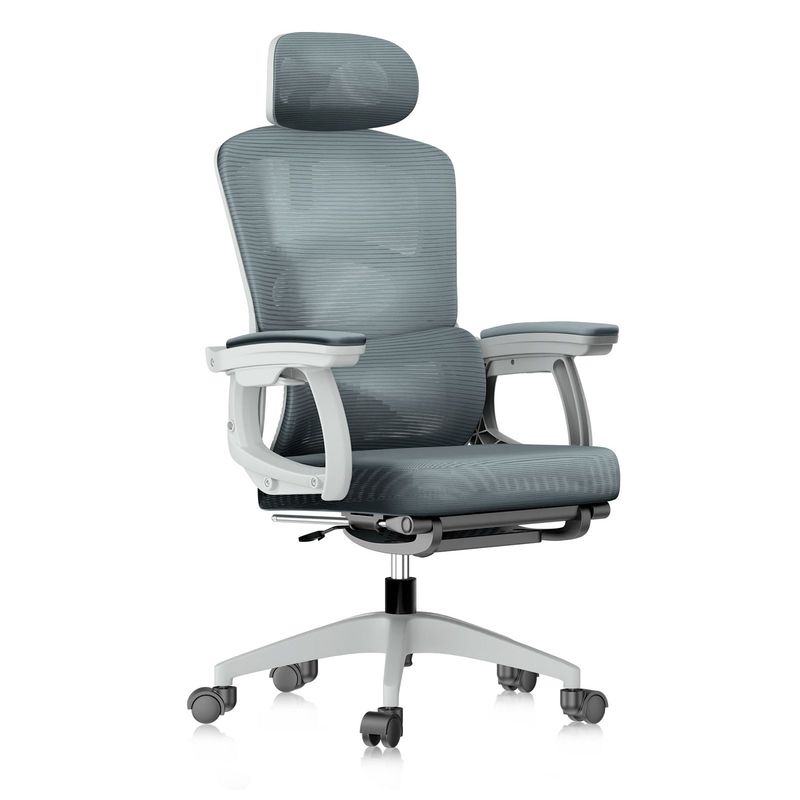 HALMAN - Silla De Escritorio Gris Ergonómica Elevable Tapizado
