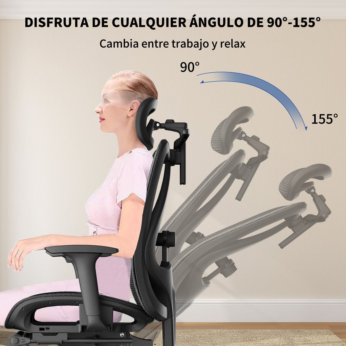 HALMAN - Silla De Escritorio Oficina Escritorio Reclinable Negra