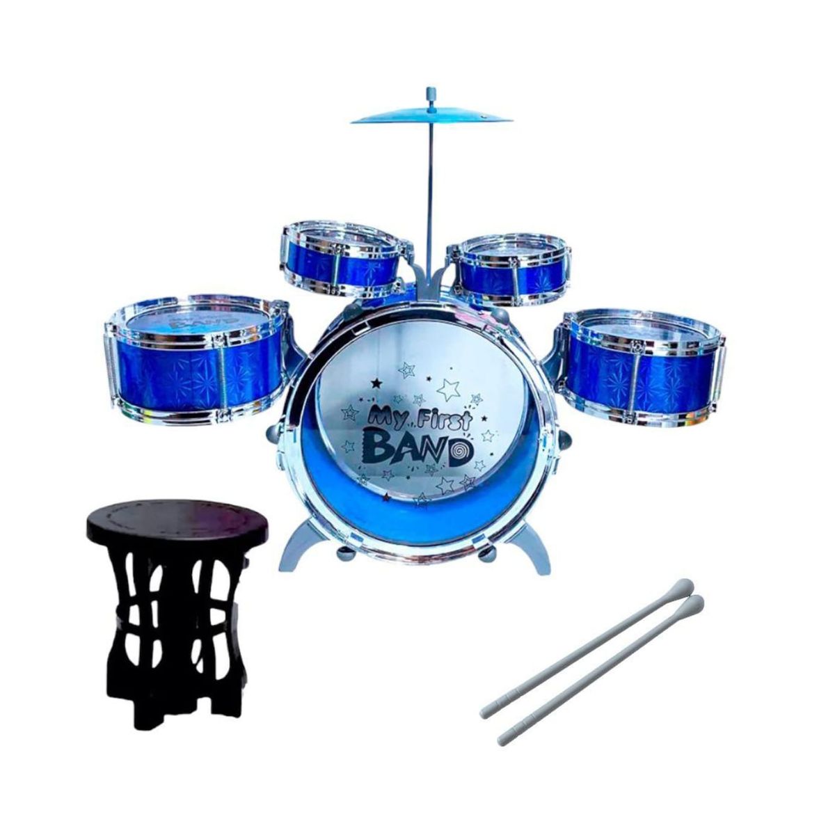 GENERICO - Bateria Musical De 5 Tambores  Para Niños Jazz Drum Azul