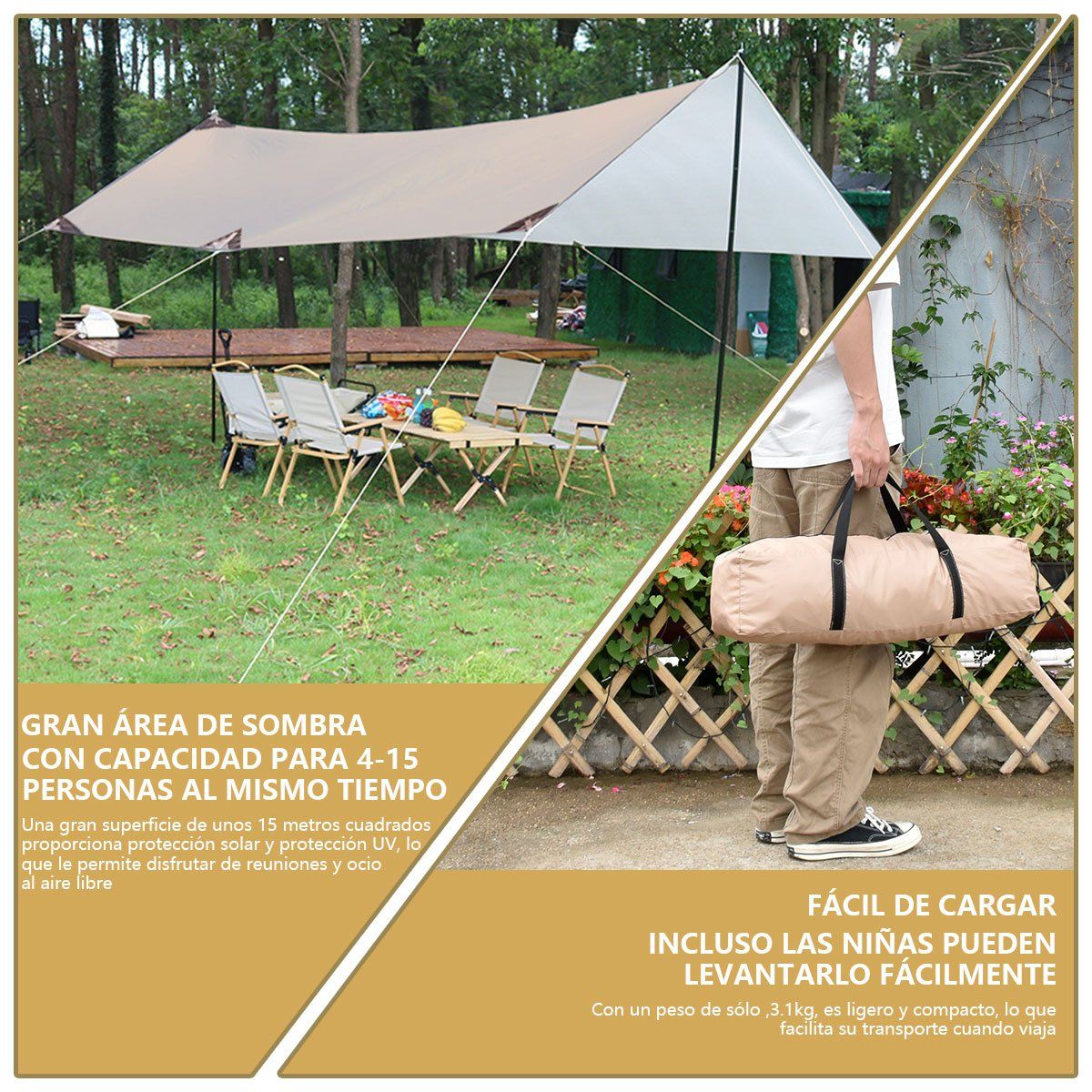 KOKILA - Carpa Toldo Rain Cover 3x5 Mts Camping Impermeable