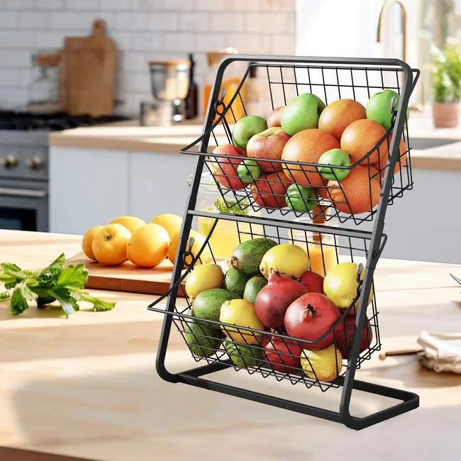 HALMAN - Estante de dos niveles negro para almacenamiento en la cocina…