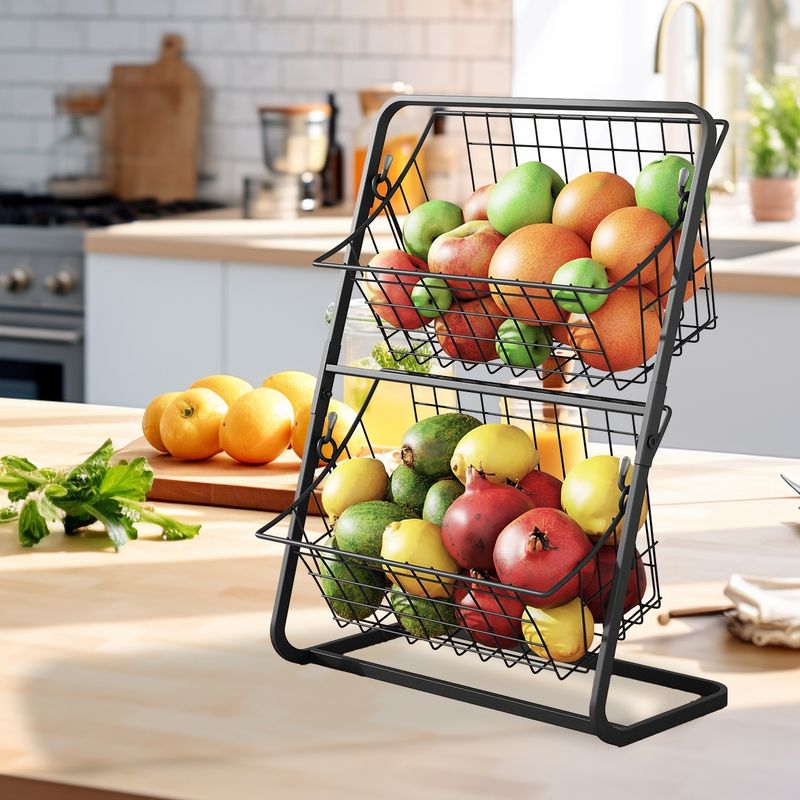 HALMAN - Negro Escurridor de trastes 2 Niveles Cocina Almacenamiento Cocina