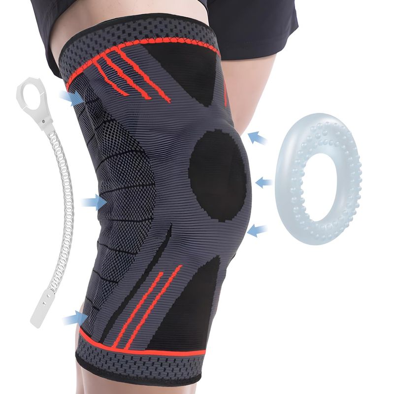 WELDMON - Rodilleras deportivas Elastica Ajustable-Rojo-L