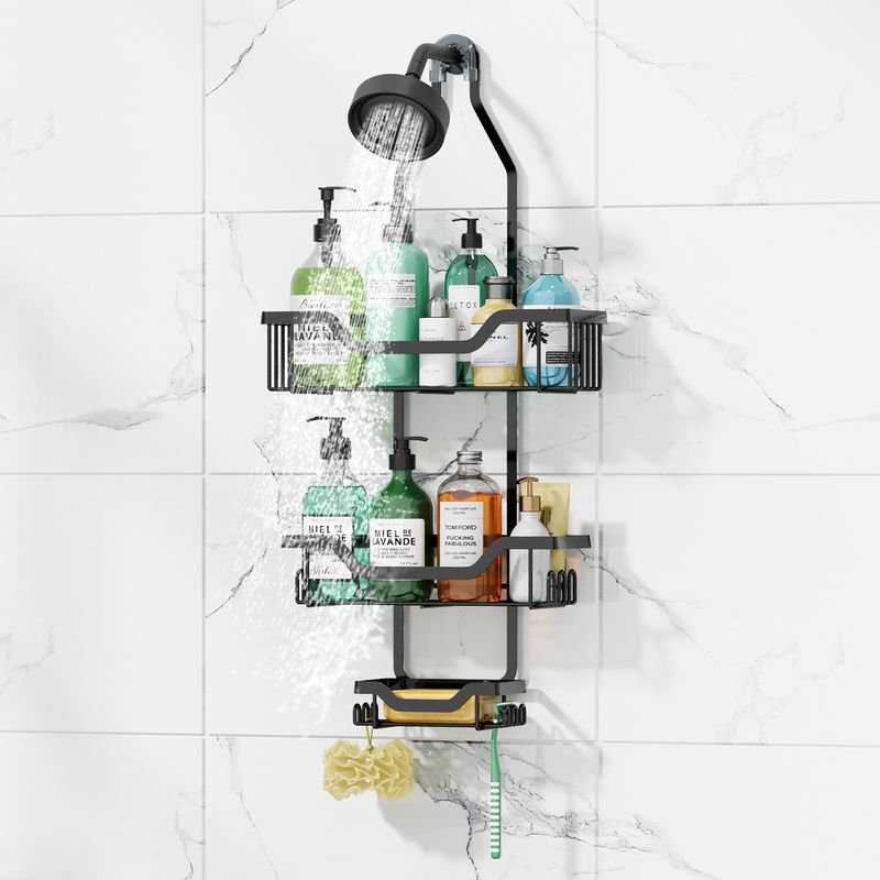 HALMAN - Organizador De Regadera Ducha Multi-Uso Repisas Baño Negro-