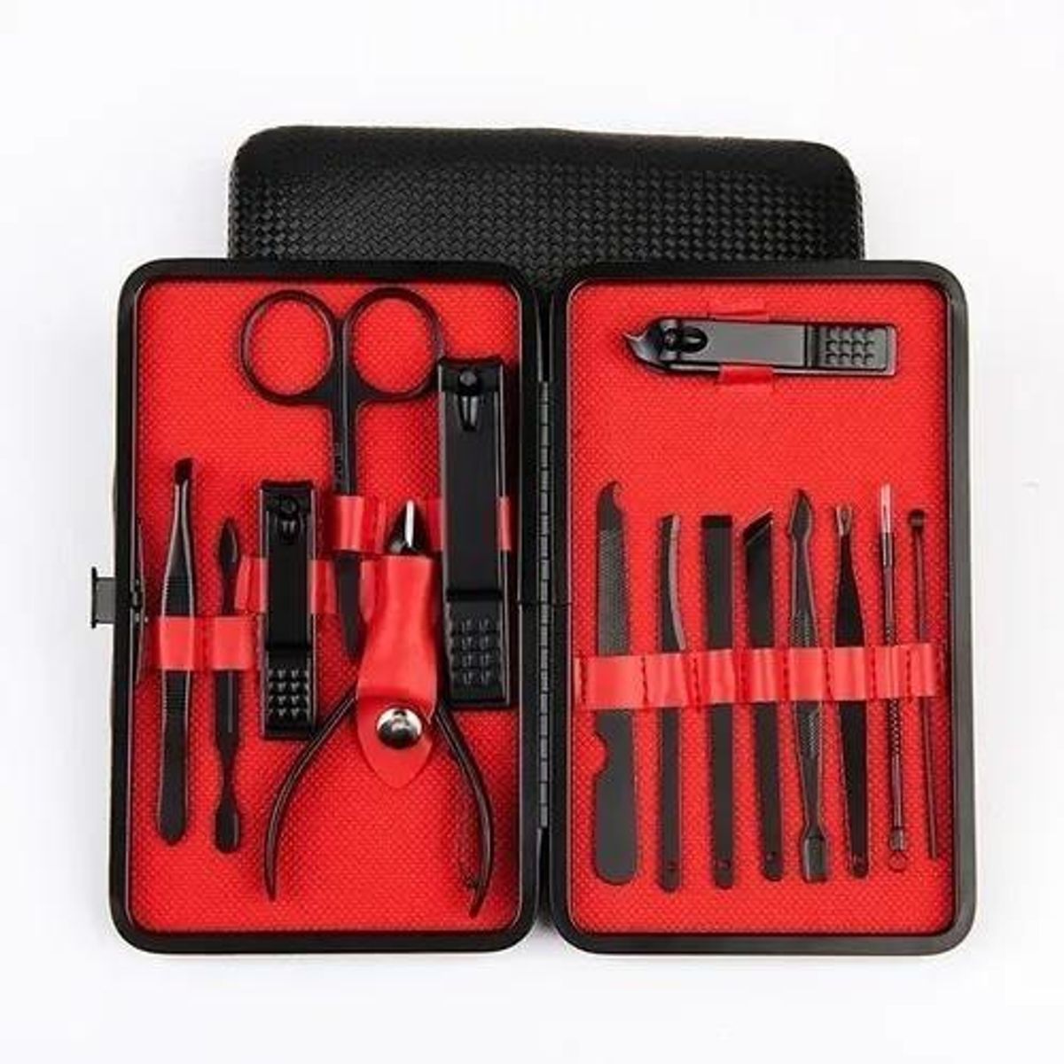 GENERICO - Set Manicura Alicate Pinzas Tijera Corta Uñas 15 Pzs Negro