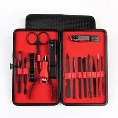 GENERICO - Set Manicura Alicate Pinzas Tijera Corta Uñas 15 Pzs Negro