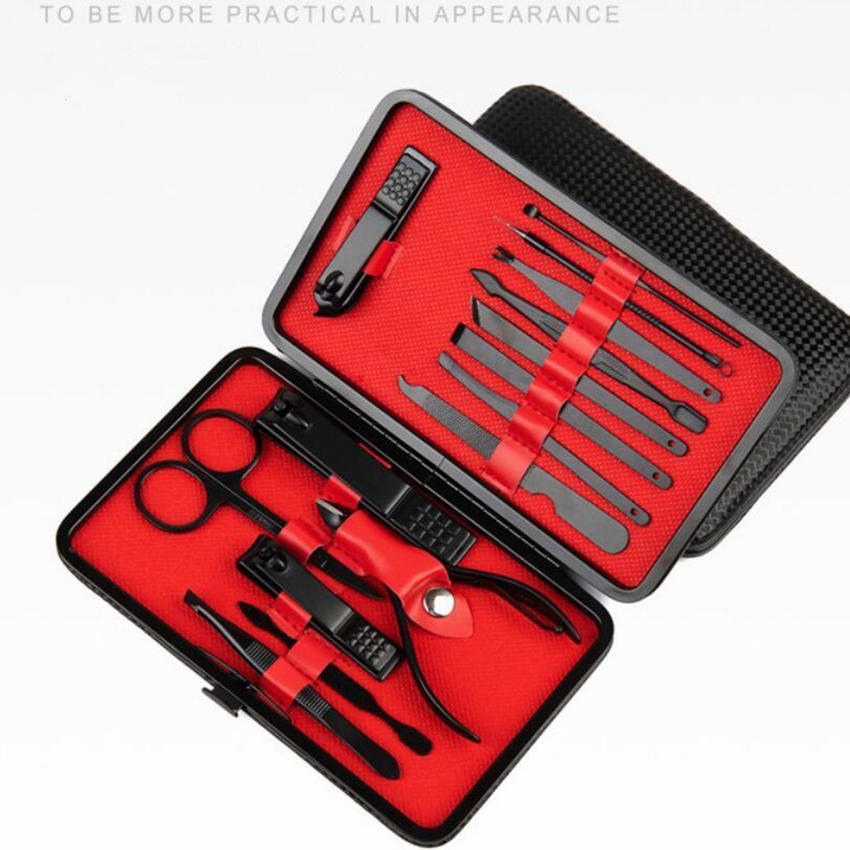 GENERICO - Set Manicura Alicate Pinzas Tijera Corta Uñas 15 Pzs Negro