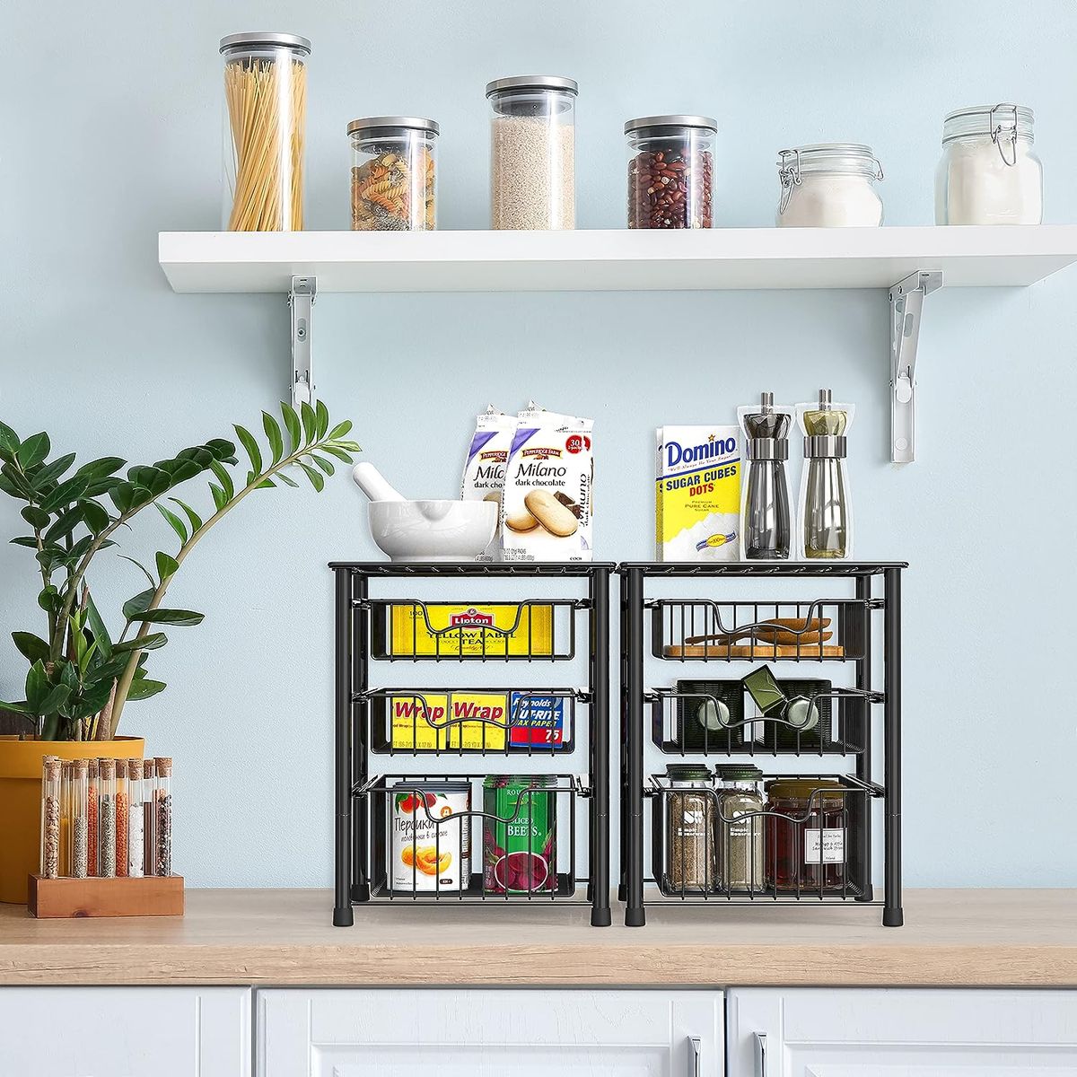 PAGANOOM - Cajón Organizador de Cesta Deslizante Apilable de 3 Niveles