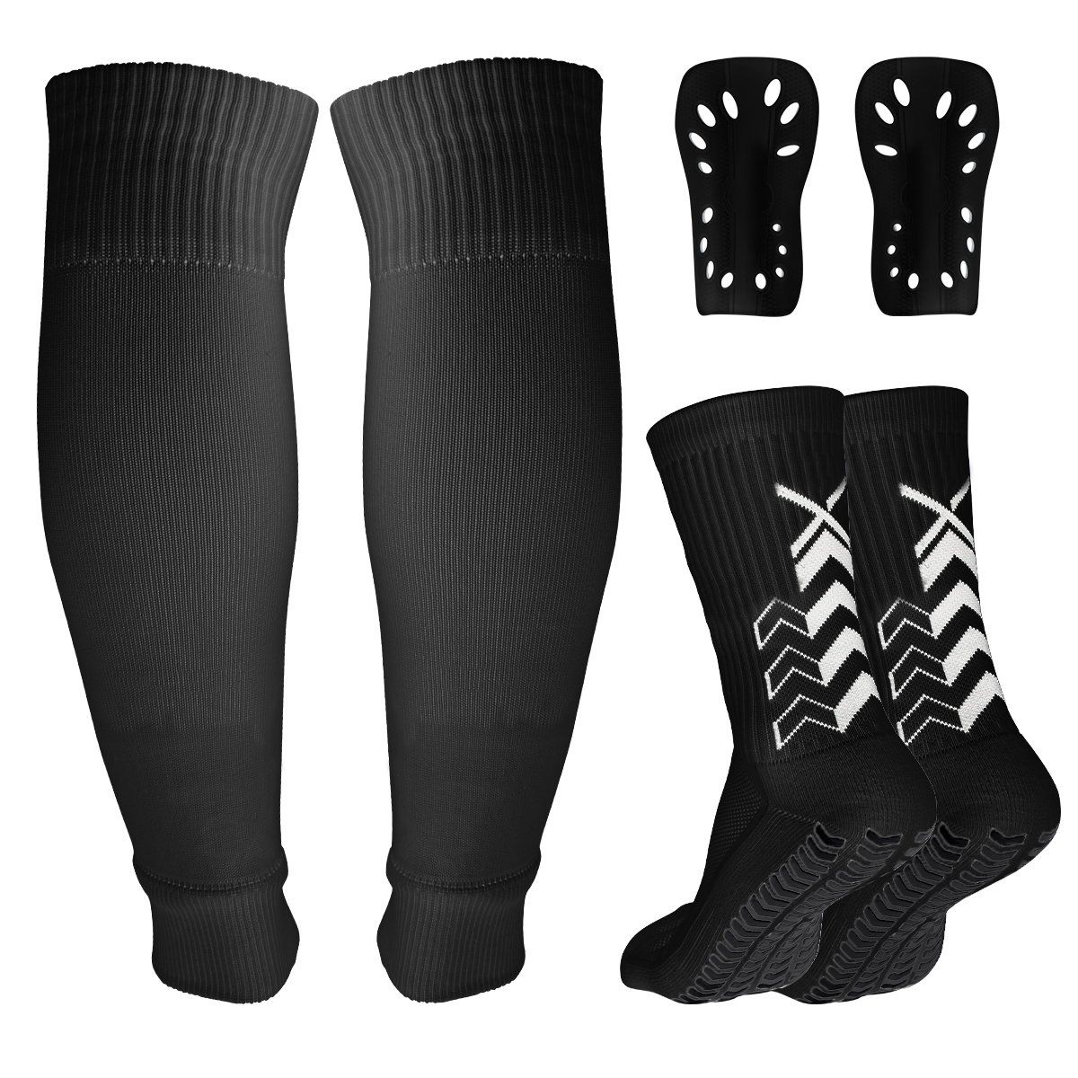 KOKILA - Kit Fútbol 3 en 1: Calcetas Antideslizantes + Canilleras Pro