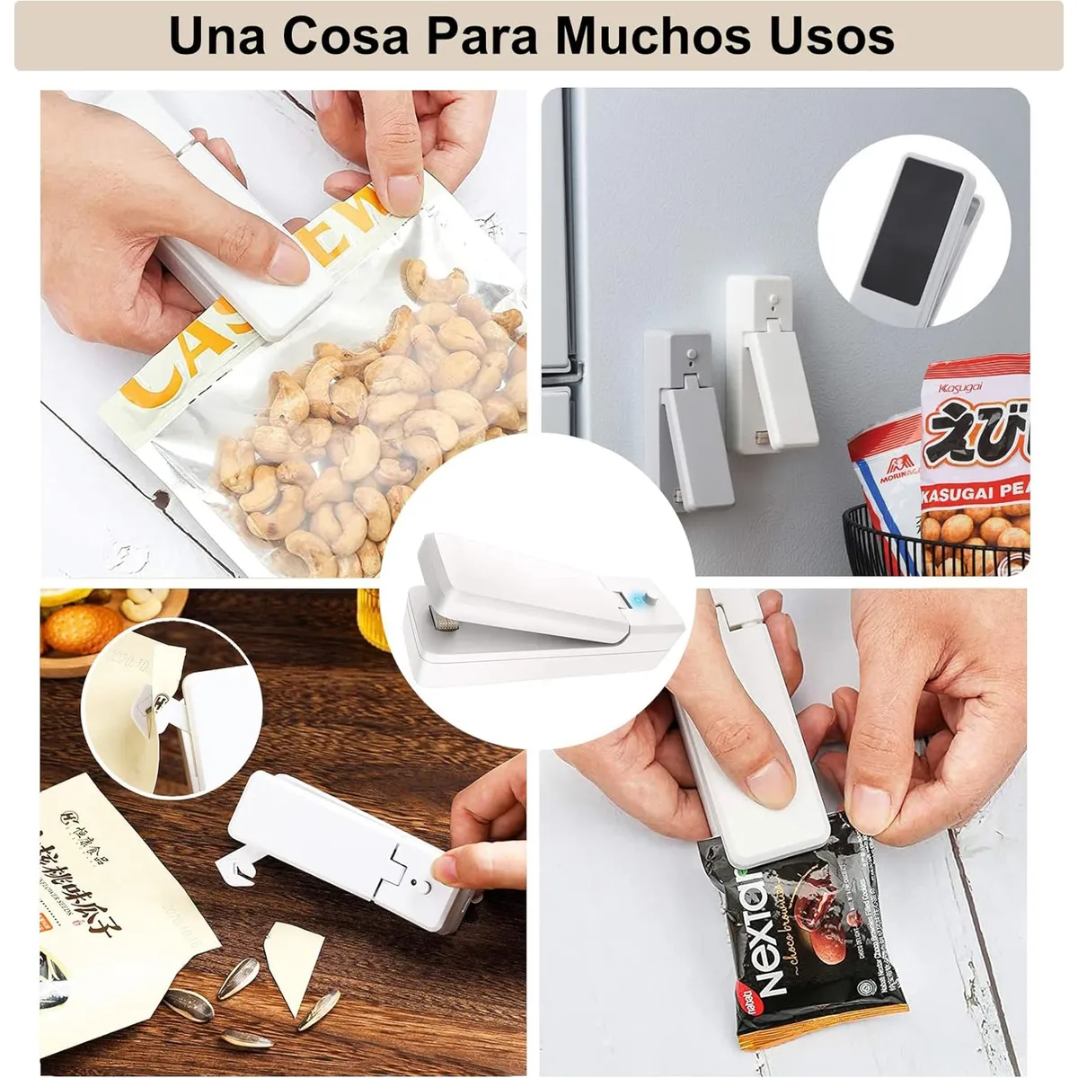 WELDMON - Sellador de bolsas de plástico sellador recargable USB-Blanco