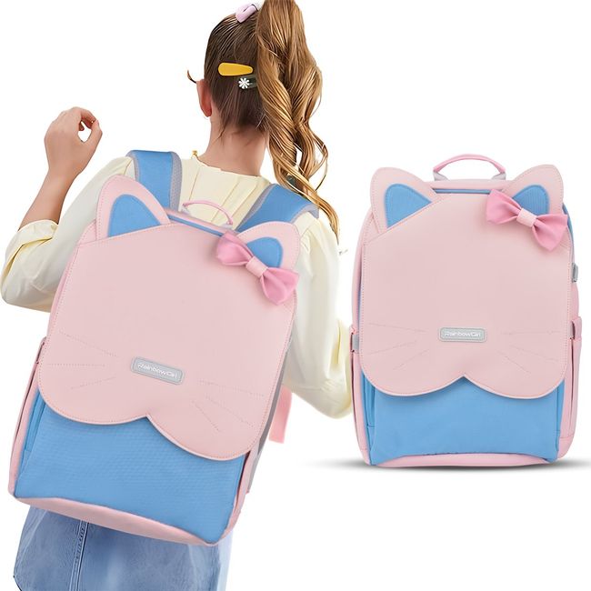 KOKILA - Mochila Bolso Morral Escolar Impermeable Para Niña Cara gato