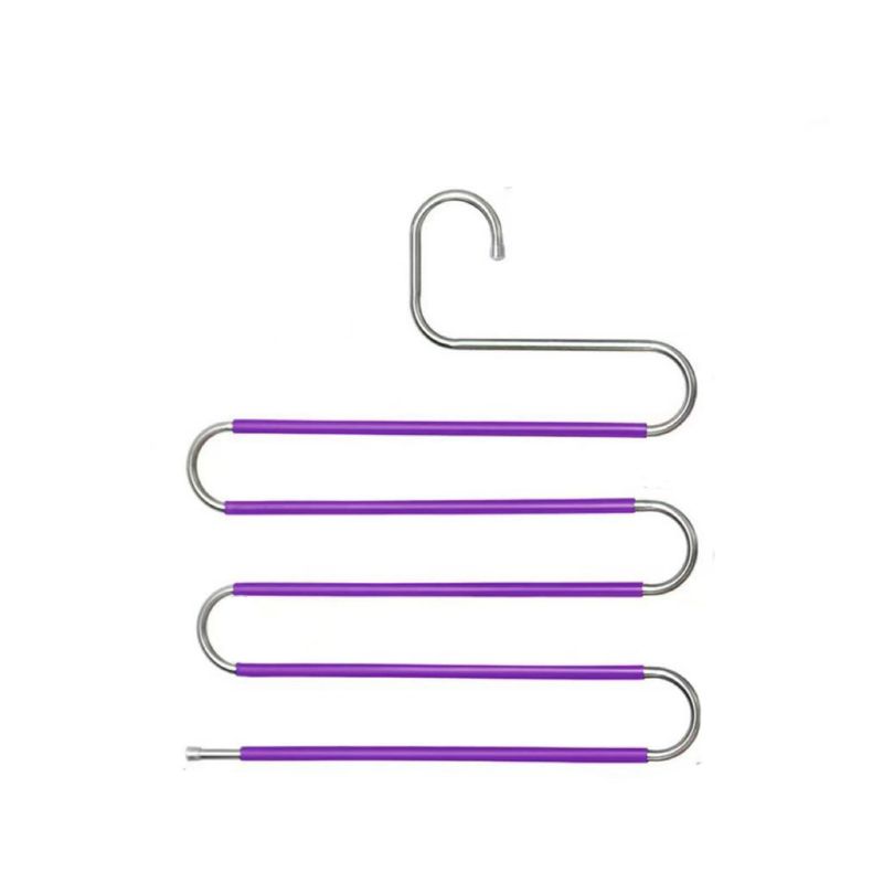 PAGANOOM - 4PCS Percha Para Pantalones Perchas Para Ropa Antideslizante-Púrpura