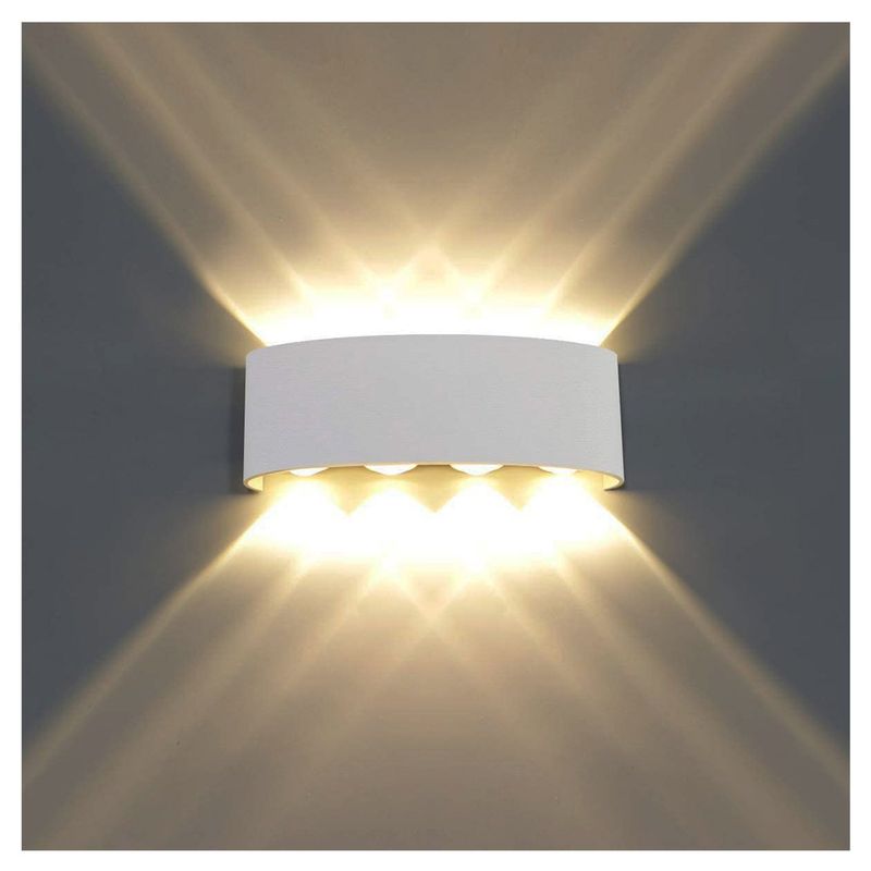 WELDMON - Lámpara LED de 8W Pared para patios jardines-Blanco