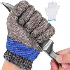 WELDMON - Guantes resistentes de acero inoxidable grado de comida alimentaria-M