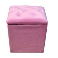 Pouf Baul Rosado Felpa Botone 40x33x45 Rimar
