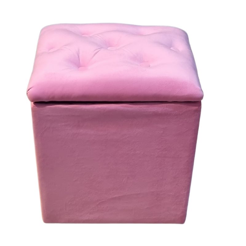 GENERICO - Pouf Baul Rosado Felpa Botone 40x33x50 Rimar
