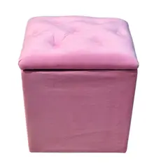 GENERICO - Pouf Baul Rosado Felpa Botone 40x33x50 Rimar