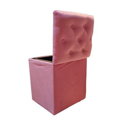 Imagen 2 del producto Pouf Baul Rosado Felpa Botone 40x33x45 Rimar