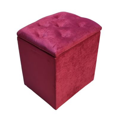 Imagen 2 del producto Pouf Baul Burdeo Felpa Botone 40x33x45 Rimar