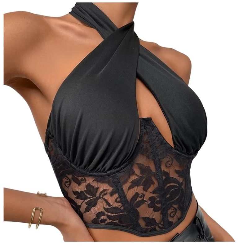 GARSIL - Crop Top Corto Para Mujer Sin Mangas Con Agarre En Cuello