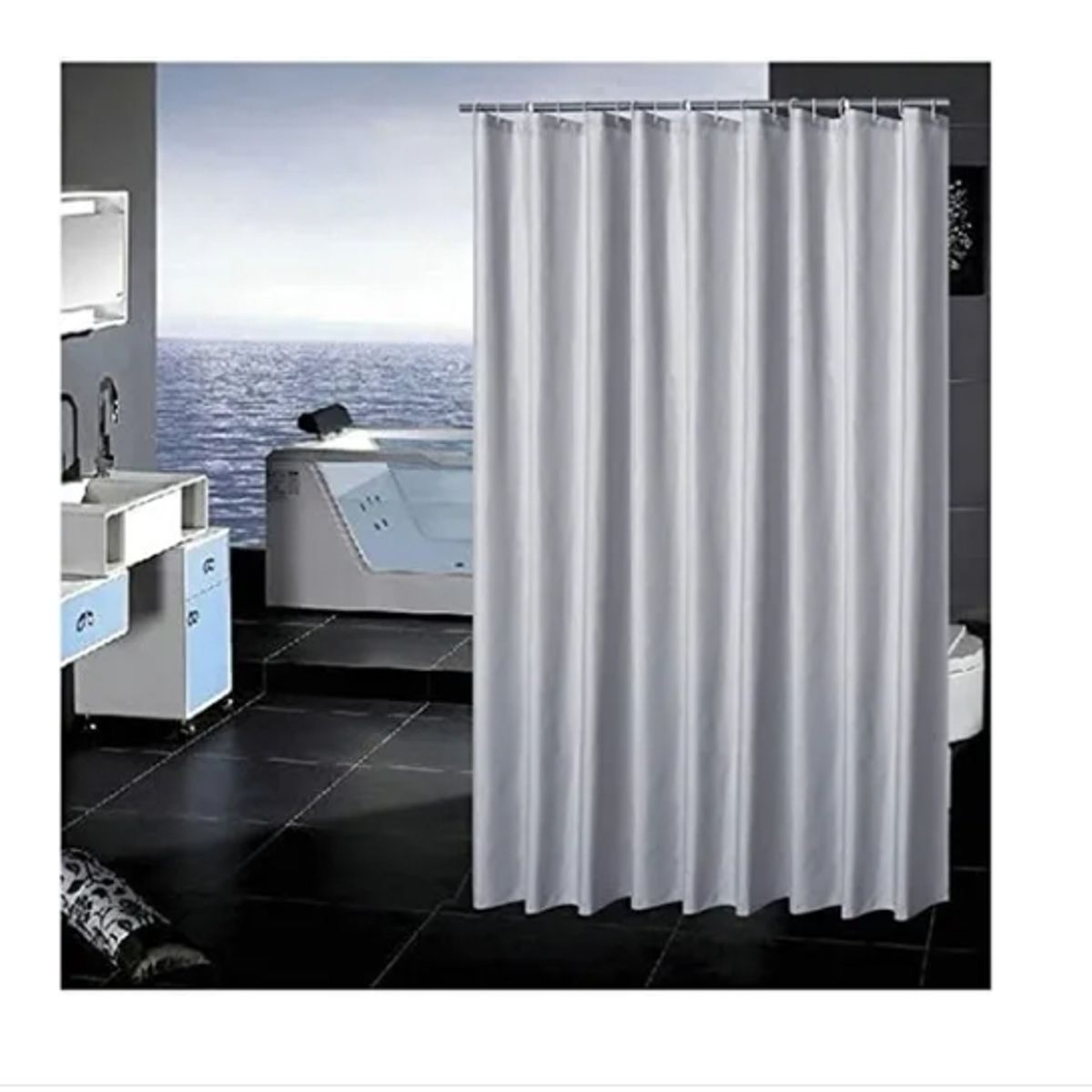 GENERICO - Cortina Baño Impermeable 180x180 Cms + 12 Ganchos
