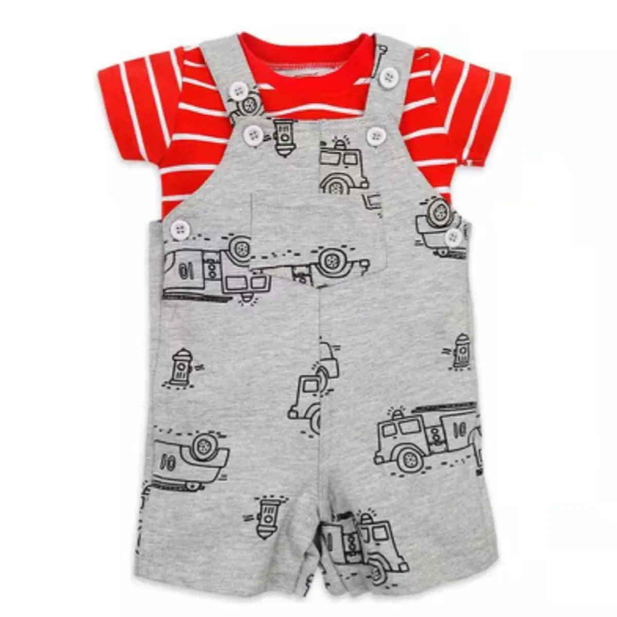 TEDMIMAK - Jardinera 2 piezas verano niño de 0 a 12 meses bombero