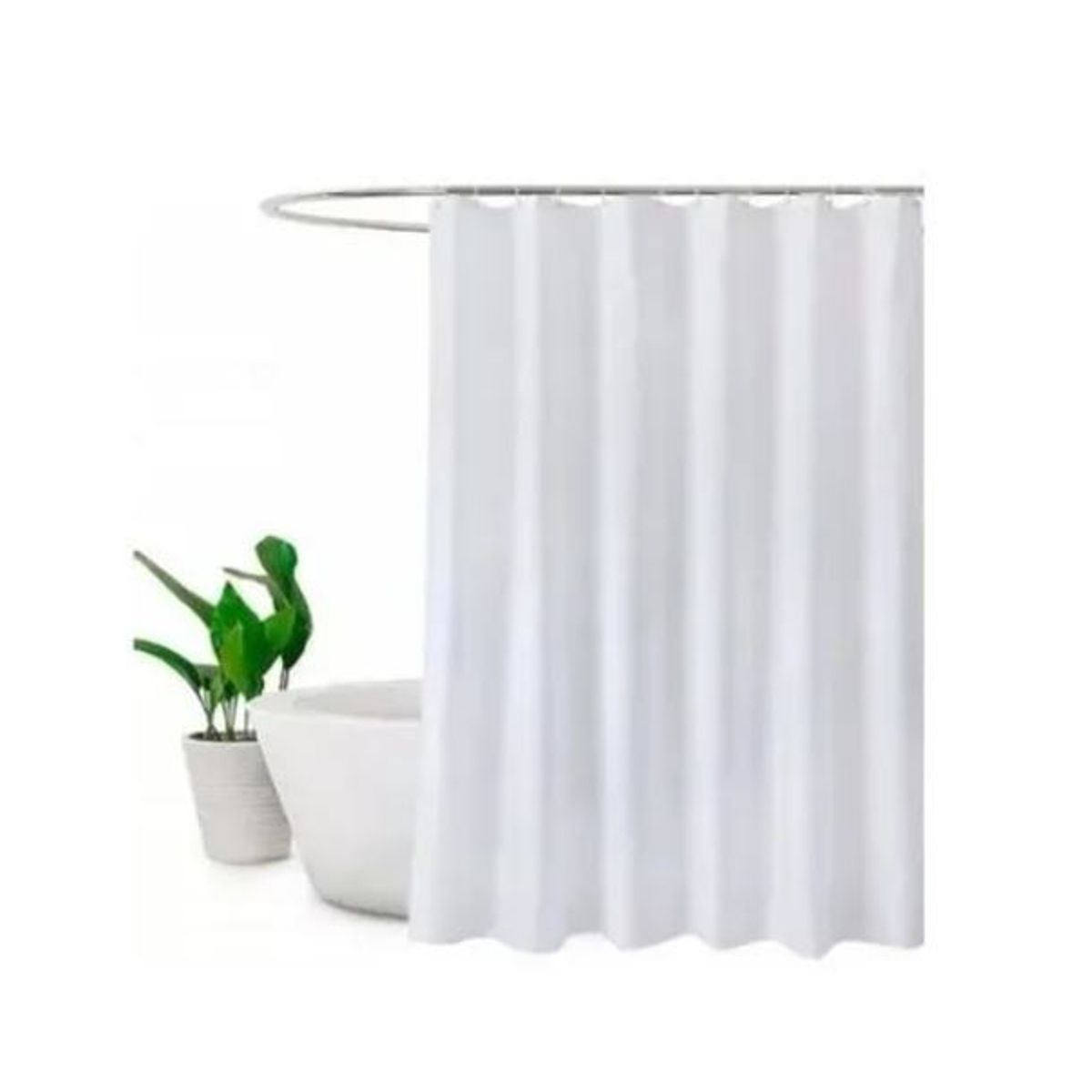 GENERICO - Cortina De Baño Blanca 100 Impermeable 12 Argollas Blancas